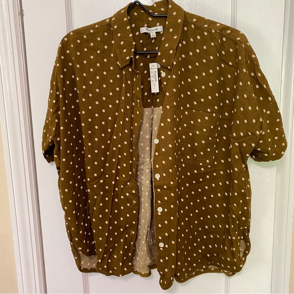 Madewell NWT polka dot button up